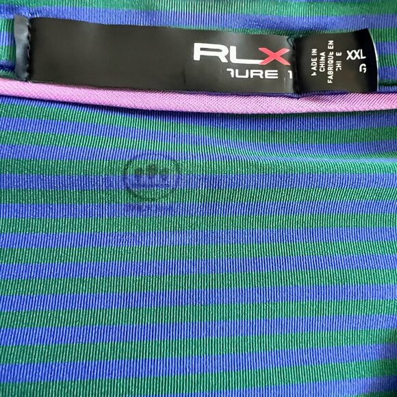 Ralph Lauren RLX Men's Performance Polo Shirt Green Blue XXL - Picture 7 of 9